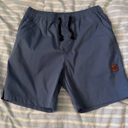 Blue Athletic Shorts with Drawstring