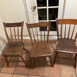 Antique Farmhouse Wood Chairs 