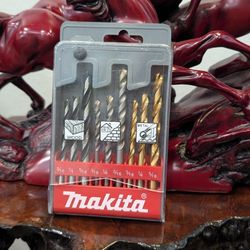 Makita 9 Piece - 3-in-1 Drill Bit Set for Drills - Precise Drilling for Masonry-Concrete, Wood & Metal - Tungsten Carbide, Brad Point & HSS-Tin Bits
