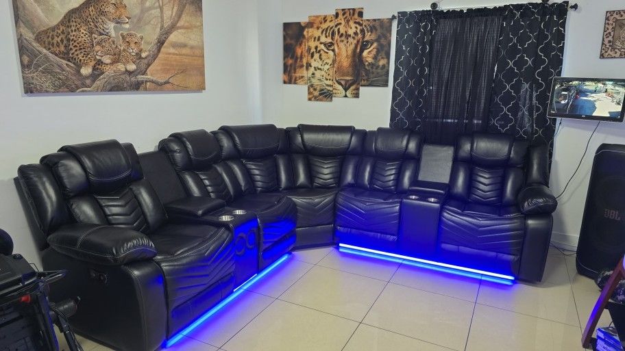 Black 🖤 Recliner Sectional Sofa//// Reclinable Negro A Estrenar
