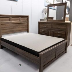 JUARARO DARK BROWN PANEL BEDROOM SET