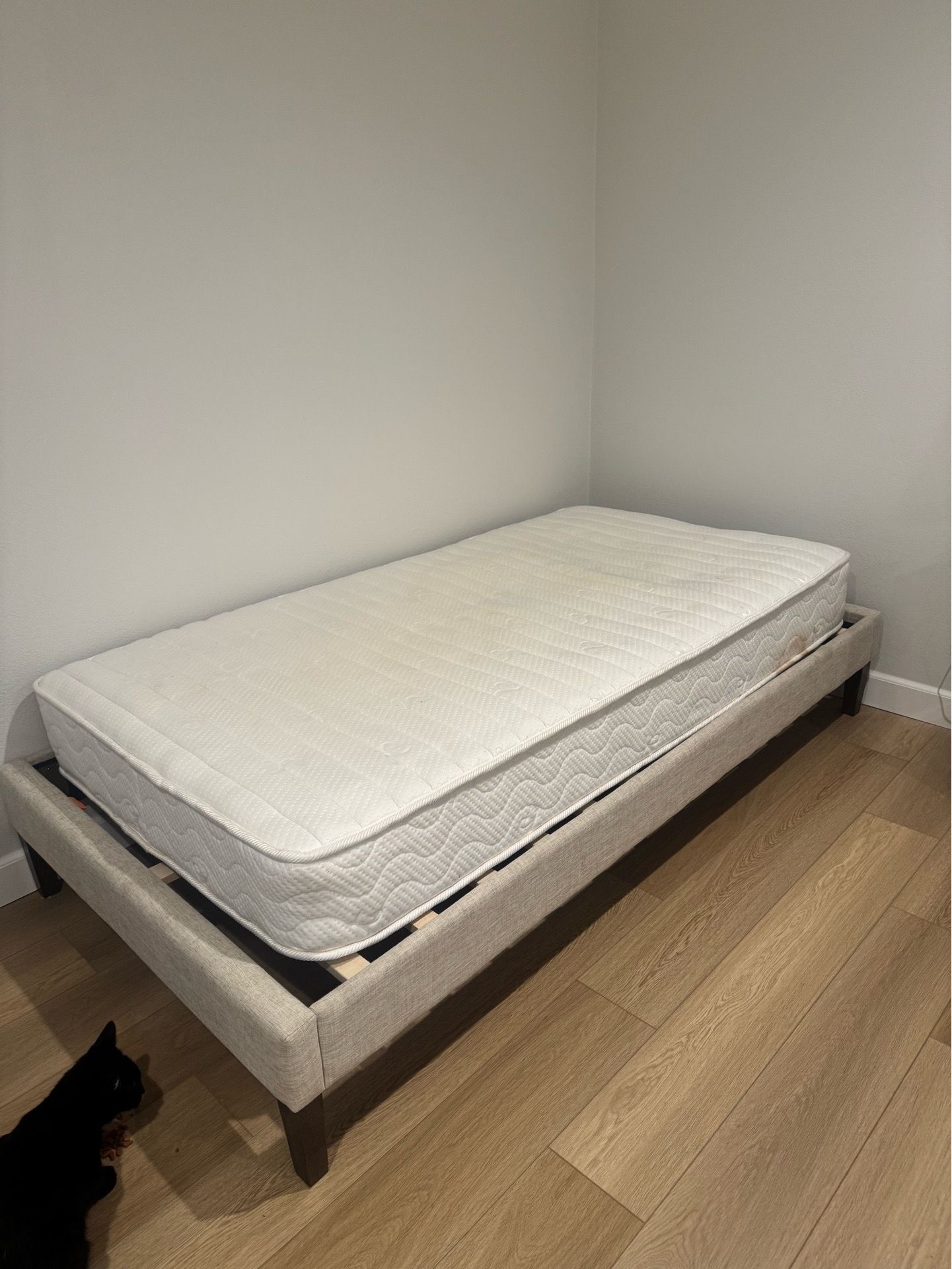Twin bed frame(like new) free mattress on top