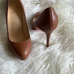 Christian Louboutin SouGoutor Brown Leather Heel Women’s Size7.5