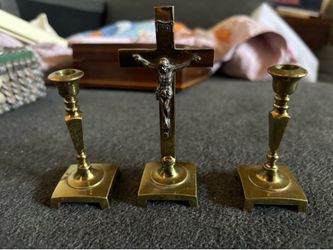 Early 20th Century Brass Alter Set