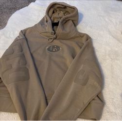San Francisco 49ers Womens Cropped Pullover Tan Khaki Hoodie Size Medium