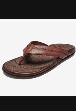 OLUKAI Hiapo Men's Leather Beach Sandal, Crafted Materials, Lightweight & Durable, All-Day Comfort & Support $100