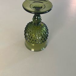 Vintage Indiana Glass Dark Green Diamond Point