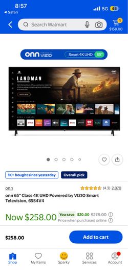 65” Roku onn tv