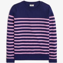 J.Crew Factory NWT Women's Blue and Pink Striped Teddie Sweater size  XXL