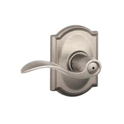 Schlage Accent Satin Nickel Privacy Bed/Bath Door Handle with Camelot Trim=675