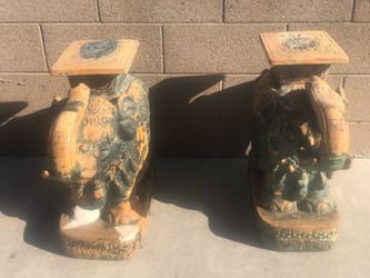 vintage ceramic elephant garden stools,