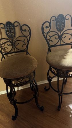 Brown iron barstools
