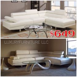 New white bonded leather sofa sectional