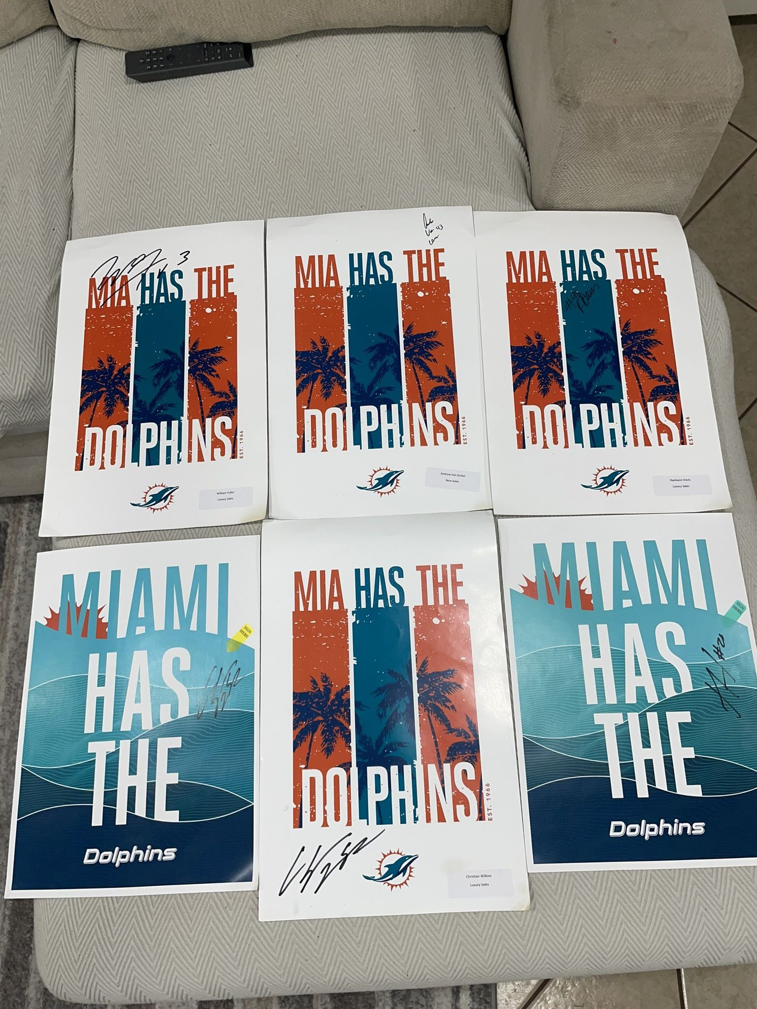 Miami Dolphins Autographed Posters - Various Players for Sale in Newark ...