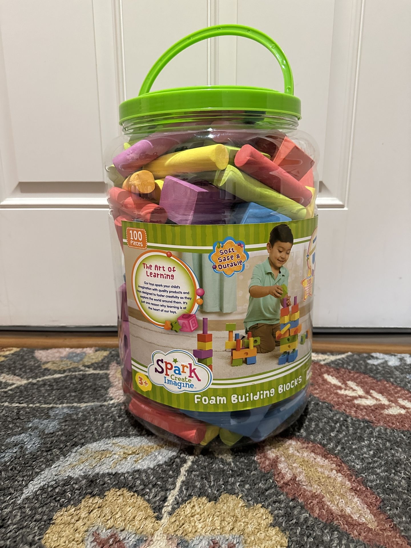 Spark Create Imagine Foam Peg Building Blocks, 100 Pieces, Baby and Toddler Toys