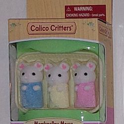 Calico Critters Marshmallow Mouse Triplets BABY Set 3x Baby Mice