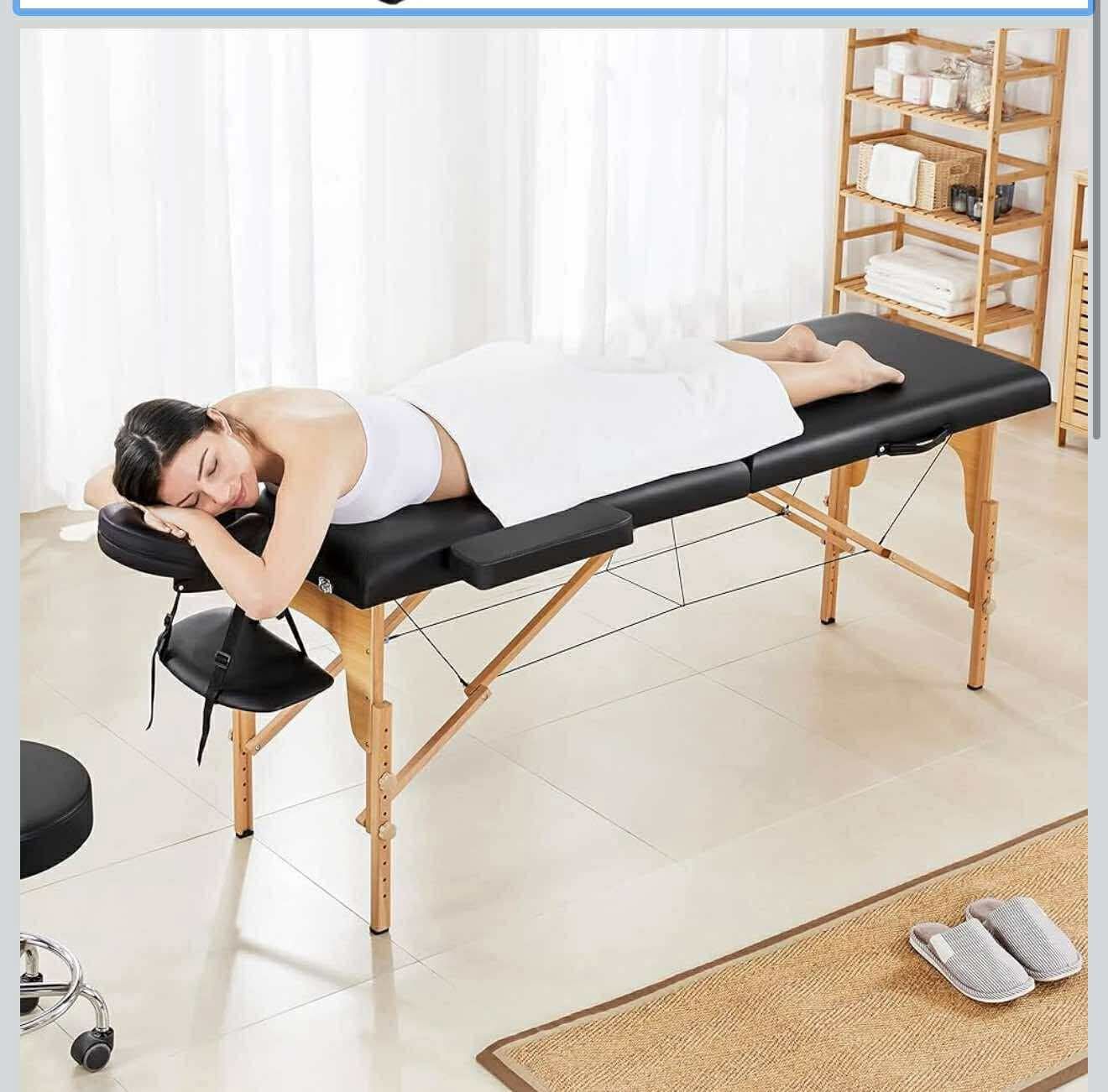 Massage Table Portable Lash Beds Spa Bed Massage Couch Foldable Adjustable Bag , Black
