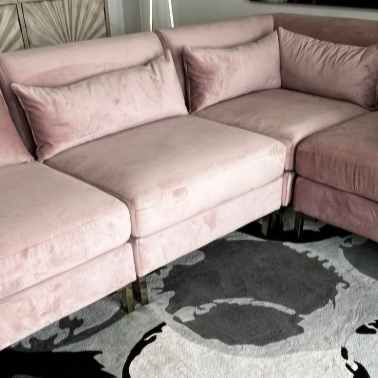 Pink Velvet  Modular Couch 