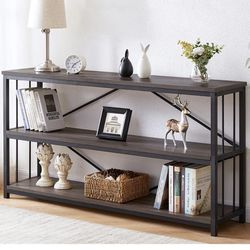 LVB Industrial Console Table, Metal and Wood Sofa Table, Rustic Entryway Table with Storage, Modern