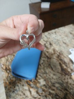 Double heart matching ring and charm set .03 ct on both