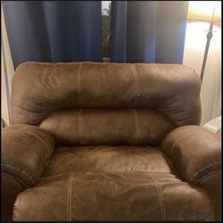 Faux Brown Leather Recliner