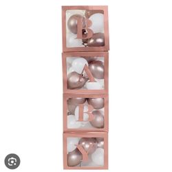 Rose Gold Clear Balloon Boxes with BABY letters
