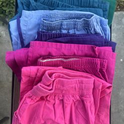 Women's Scrub Pants Bundle - Size Small - 6 Pairs - Various Colors - Elastic & Drawstring Waist