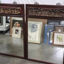 Antique Chinese Carved Wood Mirrors 