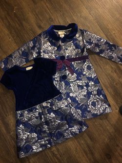 Blue dress & trench coat