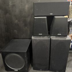 Polk 5.1 Speaker Set – RT55, RTFX Surround, Center, Subwoofer – Great Condition
