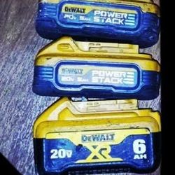 2 DEWALT 20v 5.0AH POWERSTACK & XR 6.0AH