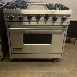 VIKING 36”WIDE DUAL FUEL RANGE STOVE STAINLESS STEEL 