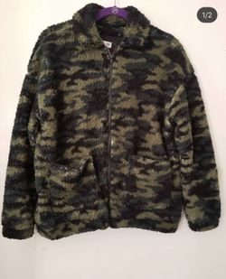 Camo Print Sherpa Jacket