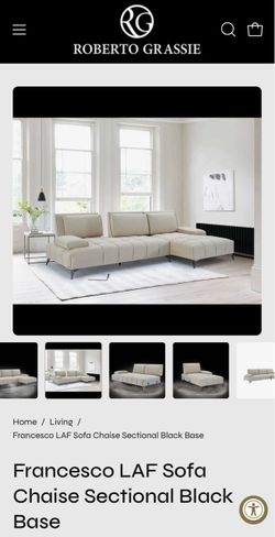 Roberto Grassie Francesco LAF Beige Velvet Sofa Chaise Sectional – Black Base
