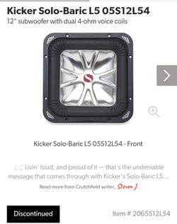 Kicker L5 DISCONTINUED SPEAKER 12 IN
