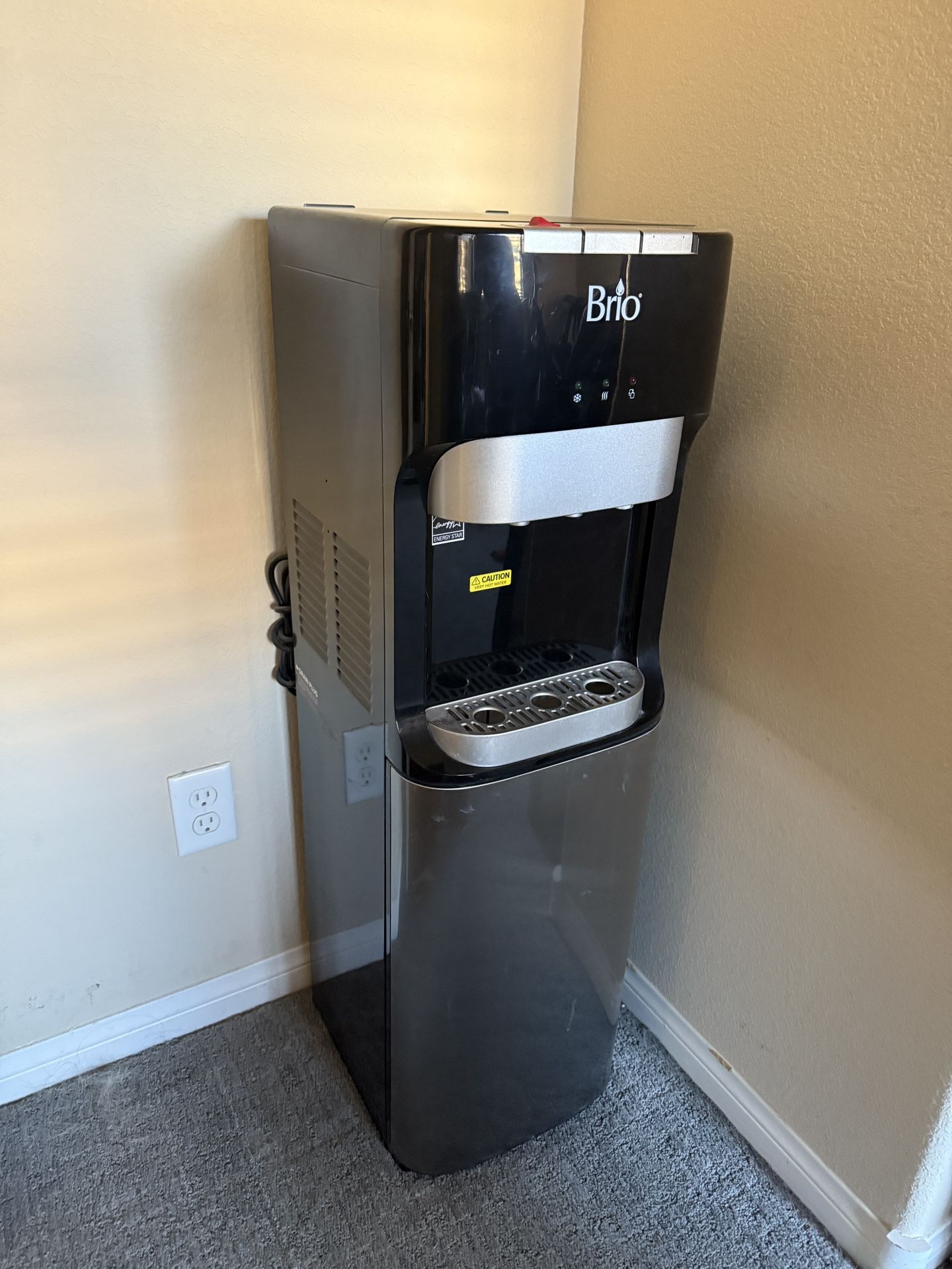 Brio Bottom Loading Water Cooler Dispenser for 5 Gallon Bottles 3 Temperatures with Hot Room & Cold Spouts Child Safety Lock LED Display with Emp