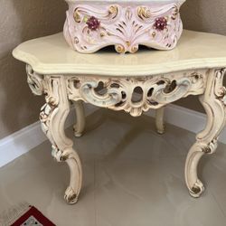 Antique Italian Hand Painted End Table 