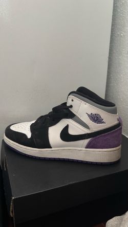 Air Jordan 1 Mid White Black Purple Sneaker