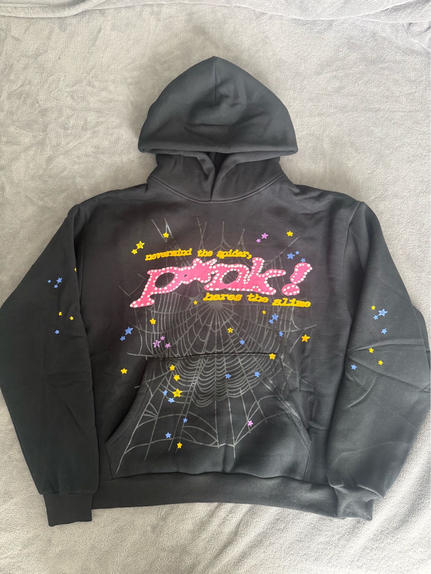 WorldWide Black Sp5der Graphic Print Hoodie