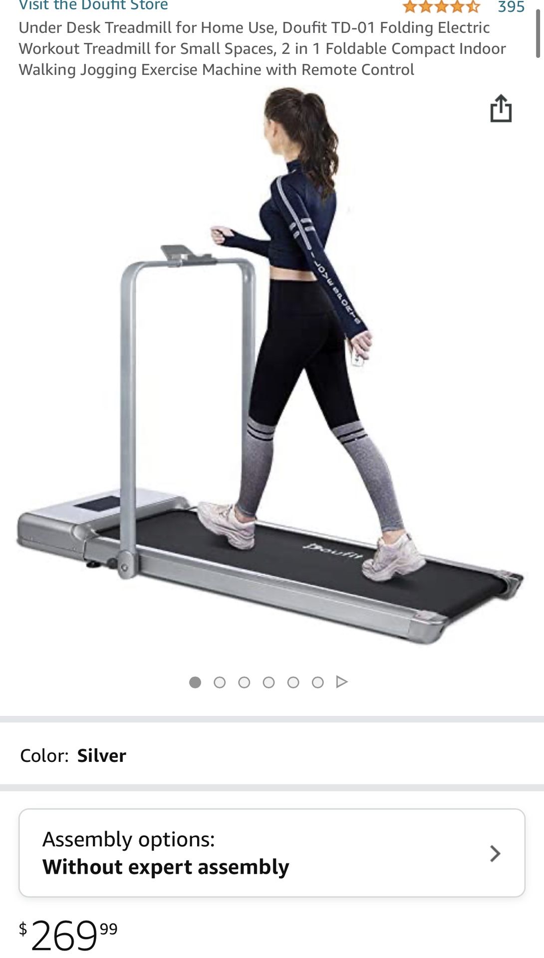 Under Desk Treadmill for Home Use, Doufit TD-01 Folding Electric Workout Treadmill for Small Spaces, 2 in 1 Foldable Compact Indoor Walking Jogging Ex