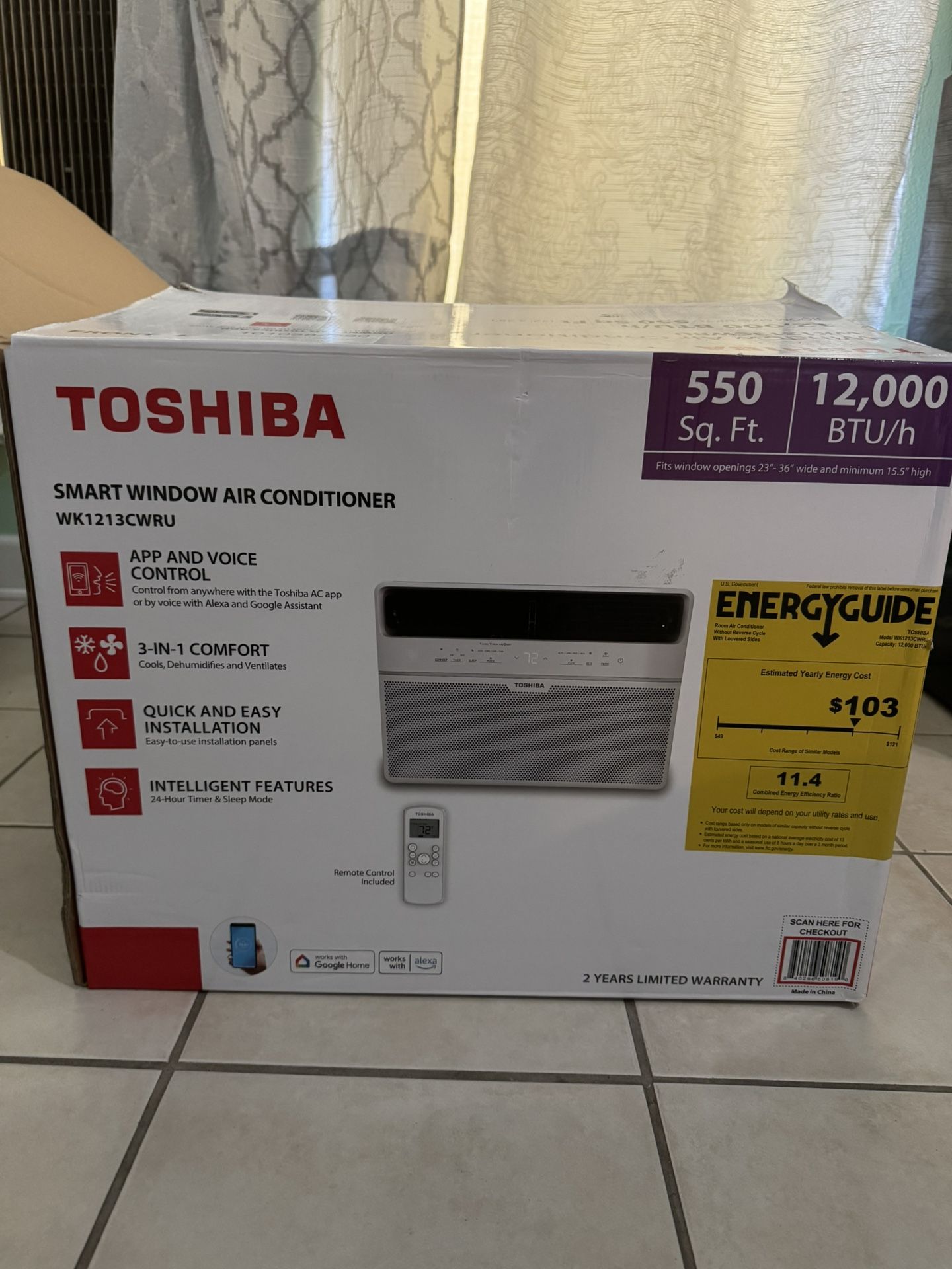 Toshiba 12k BTU 550sqf Window AC