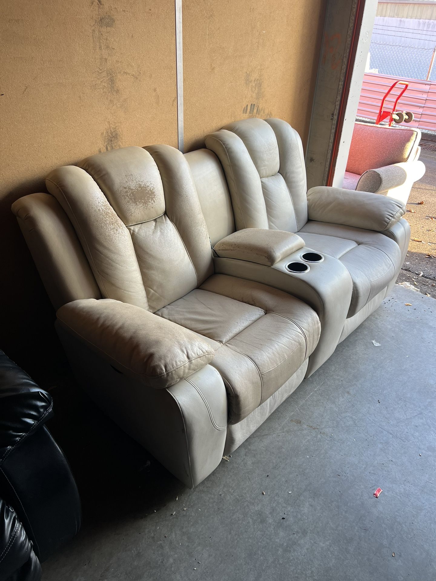 Leather Couch Tan White Color FREE