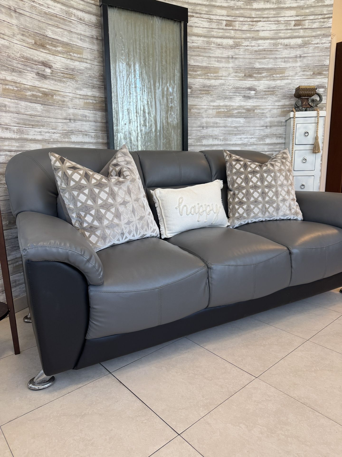 Faux Leather Sofa - Sofá
