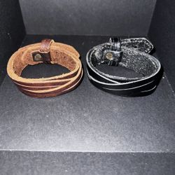 3 men's leather bracelets 