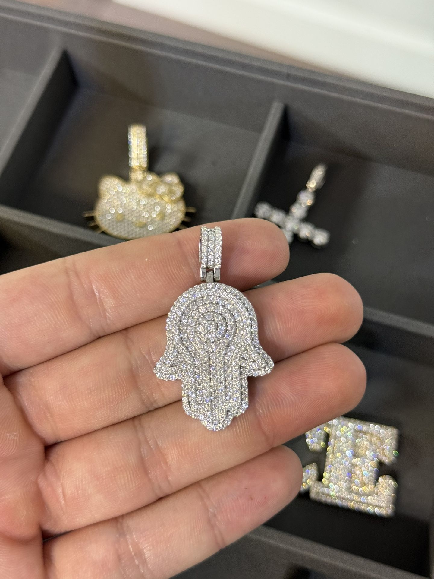 Moissanite Hamsa Pendant