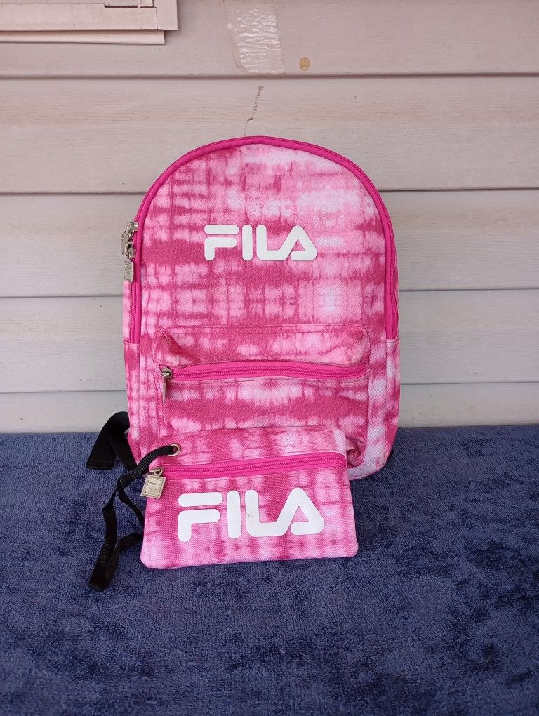 Fila Tie Dye Pink Fuchsia Hailee Mini Backpack Zip Pouch 2PC Set