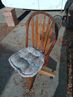 Vintage Wooden Office Chair With Wheels