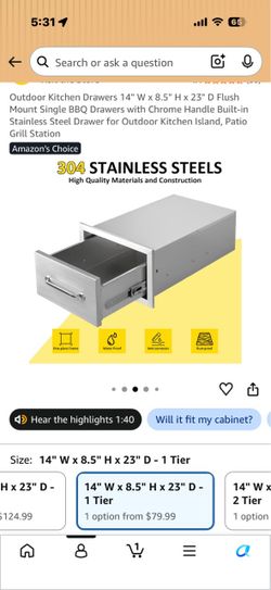 Outdoor kitchen drawer