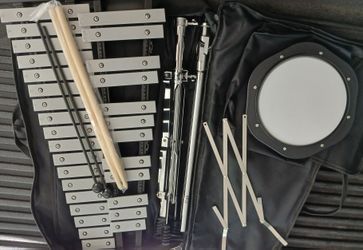 Brand New Percussion Set, Bells, Practice Pad, Stand, Music Rest, Sticks, Mallets And Case 
