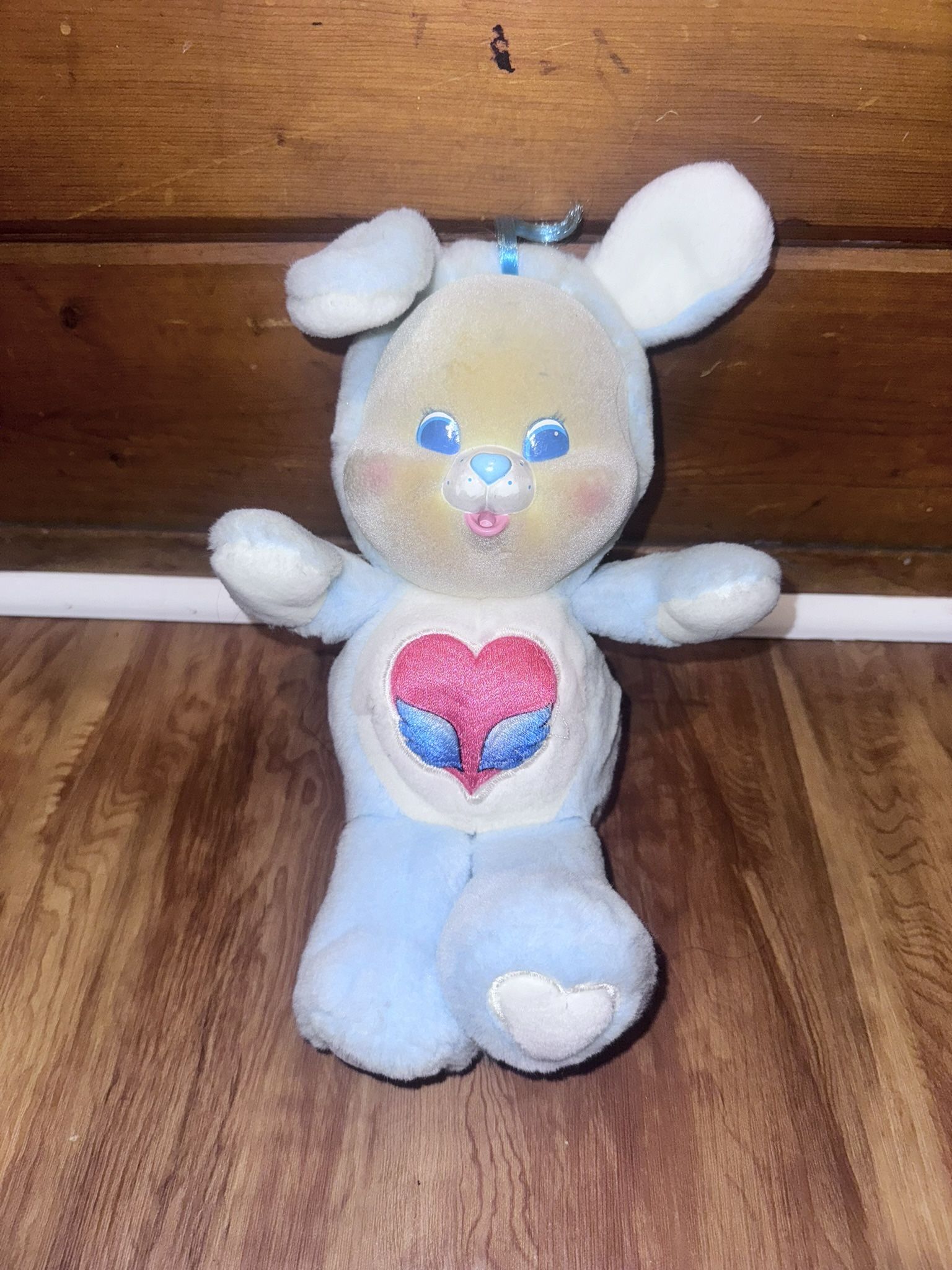 Vintage Care Bear Cousin Cubs 1986 Swift Heart Rabbit Plush 11” Kenner Blue stuf